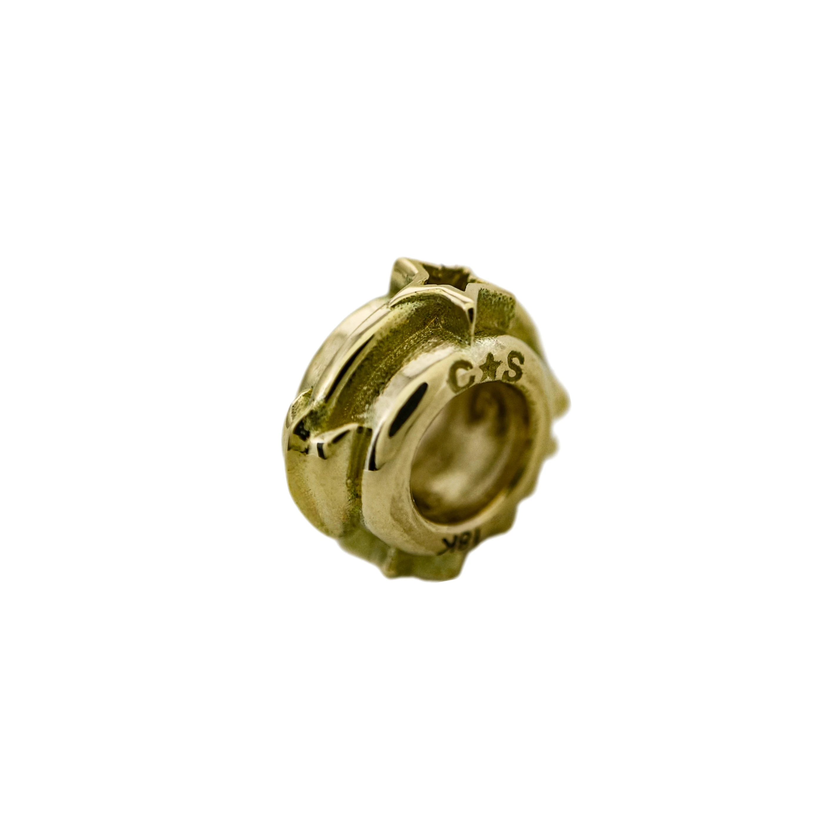 ARROW STAR HOLLOW RONDELLE BEAD 18K GOLD