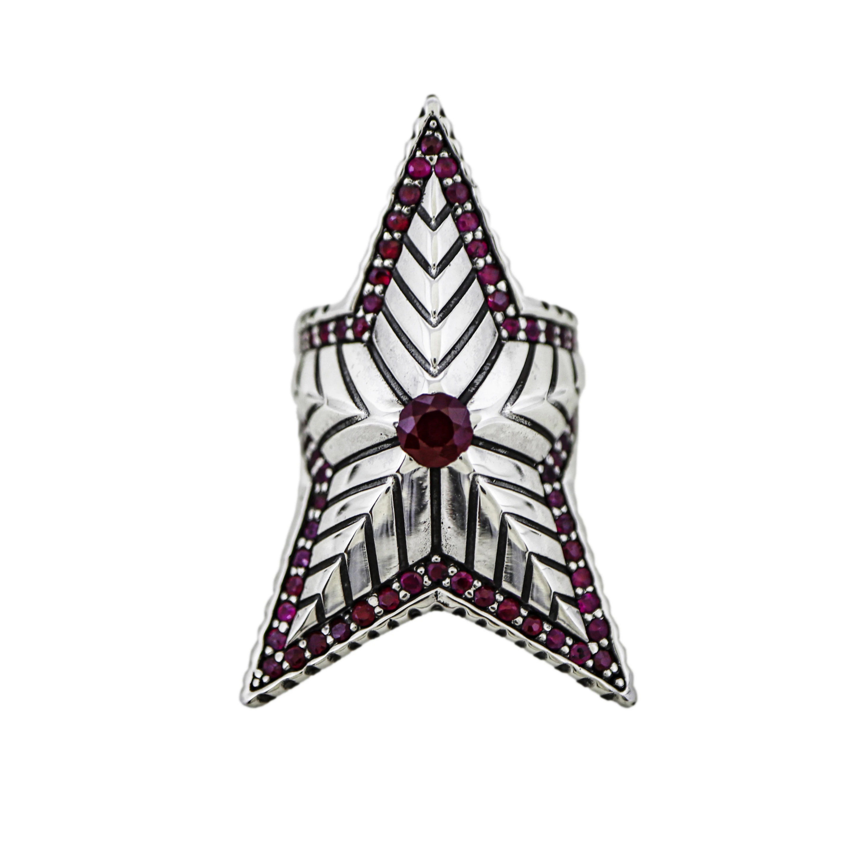 DEPP STAR RING WITH NATURAL STONES - RUBY
