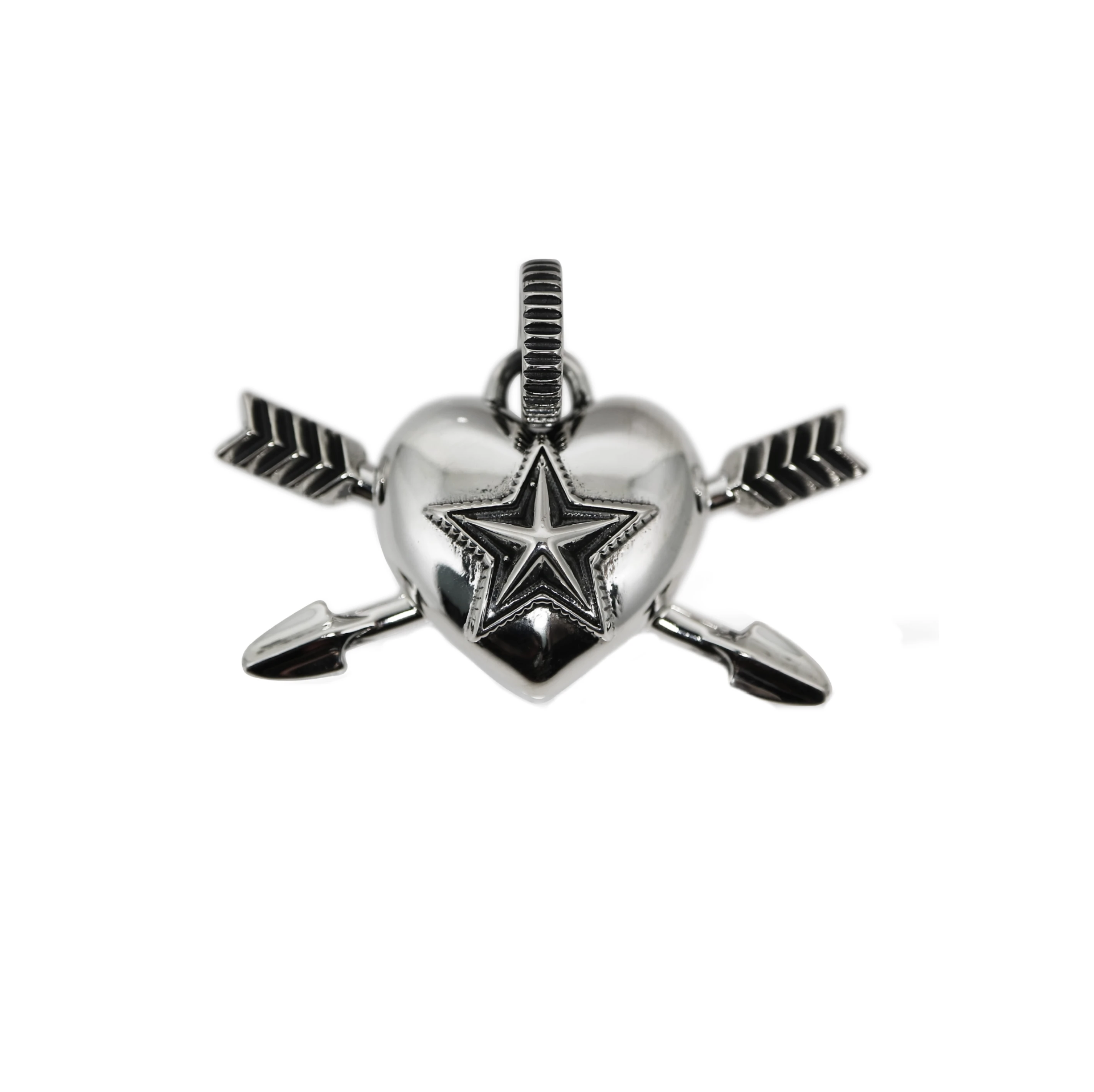 HEART & SHERIFF STAR DOUBLE ARROW PENDANT