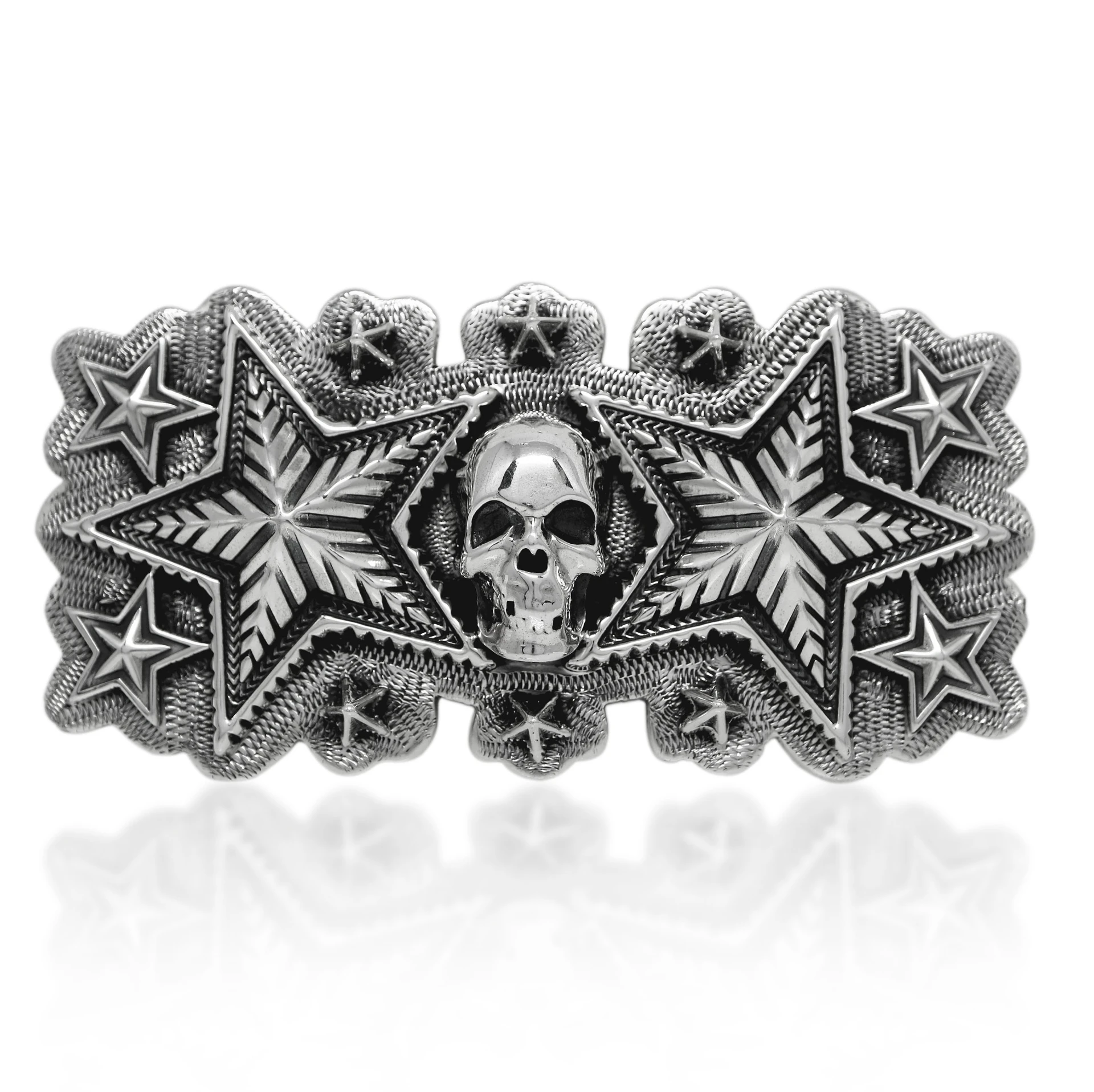CENTER SKULL & DEPP STARS BELT BUCKLE