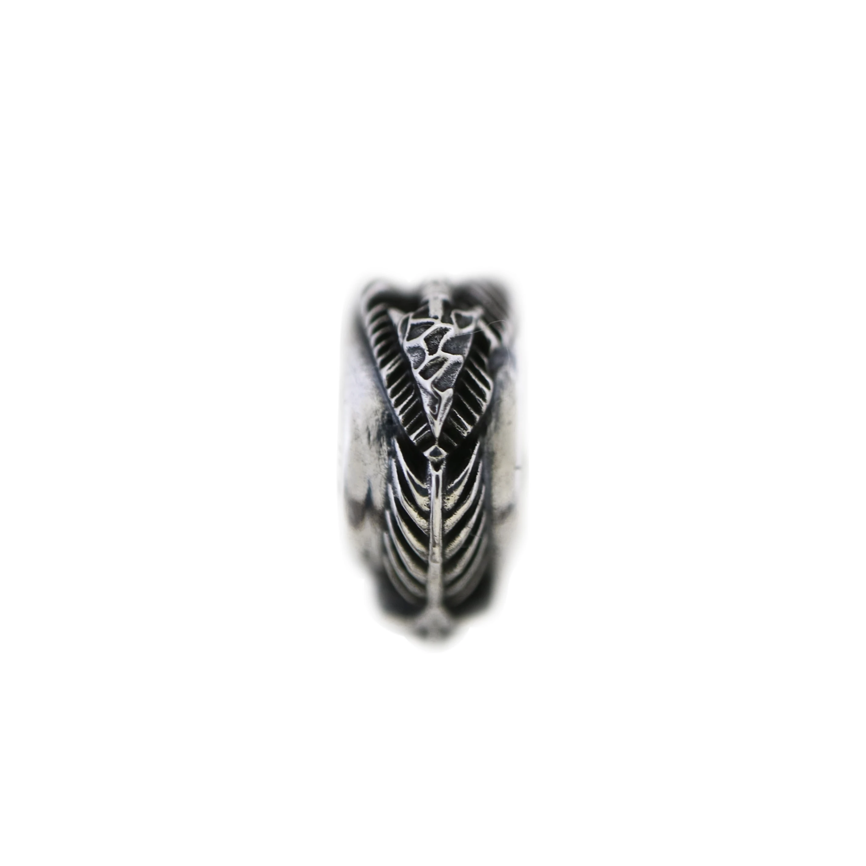 STAR ARROW FEATHER HOLLOW RONDELLE BEAD WITH ROCK HEAD