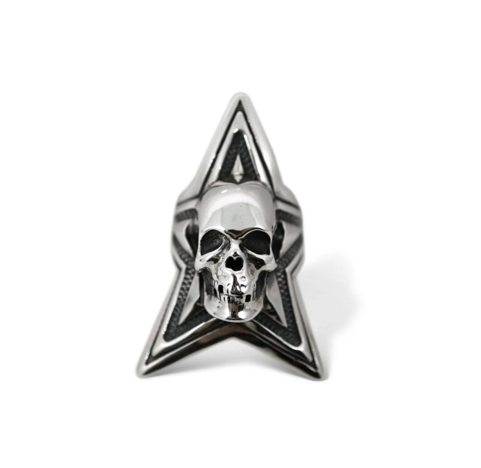 LARGE SKULL STAR RING