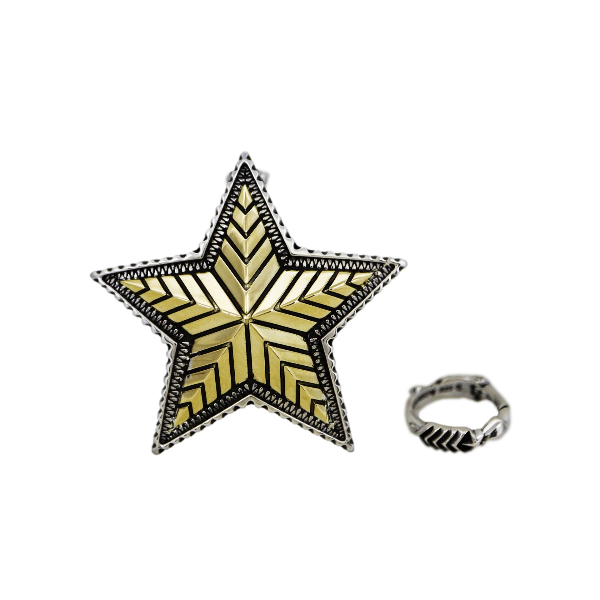 BIG DEPP STAR PENDANT WITH ARROW SPRING 925/18K