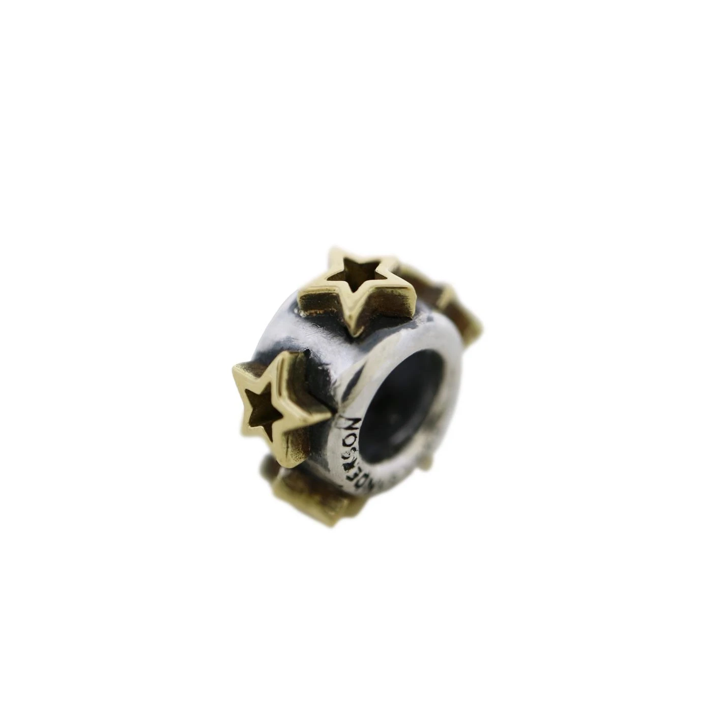 HOLLOW STAR RONDELLE BEAD 925/18K - 2
