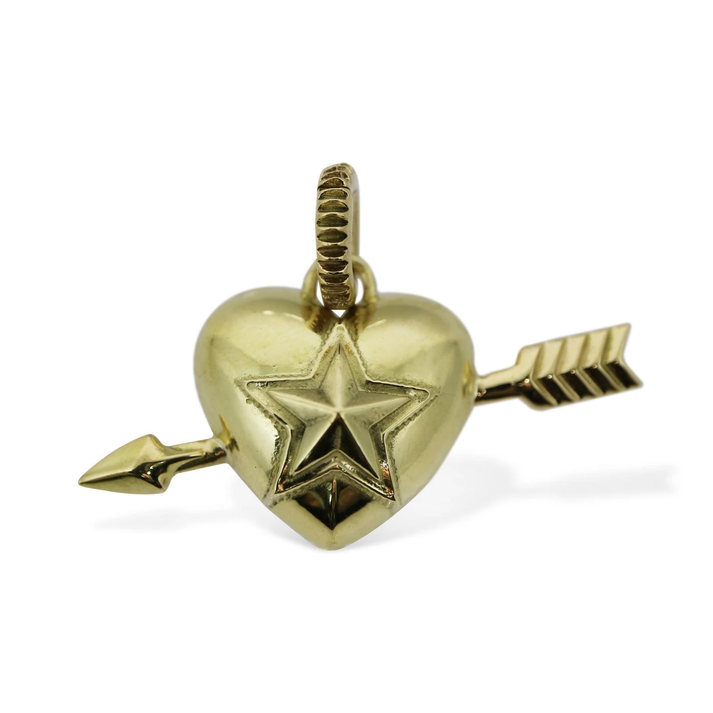 HEART & SHERIFF STAR 1 ARROW PENDANT 18K GOLD - VIP EXCLUSIVE