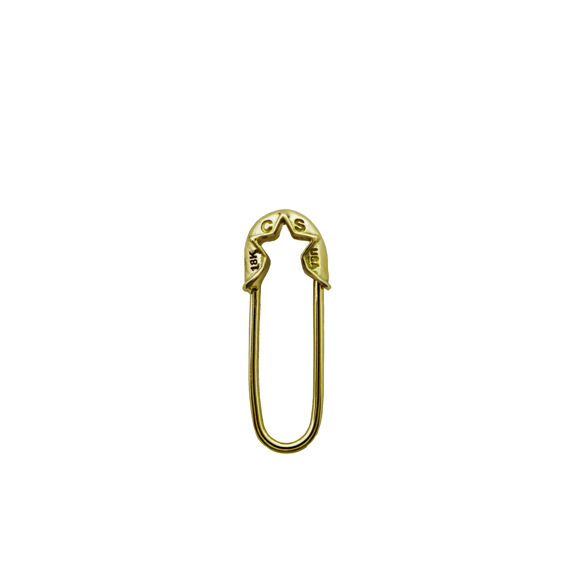 EXTRA TINY PIN-UP STAR SAFETY PIN EARRING 18K GOLD - LEFT - VIP EXCLUSIVE