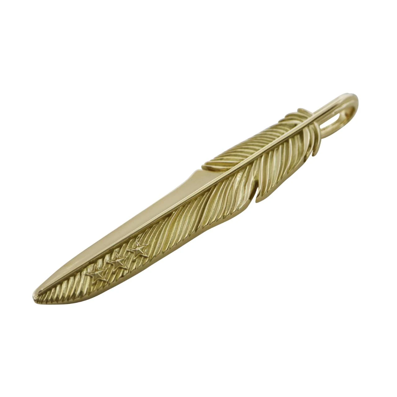 CS NAVAJO TRIPLE STARS ON THE FIRST ARROW FEATHER PENDANT 18K GOLD – VIP EXCLUSIVE