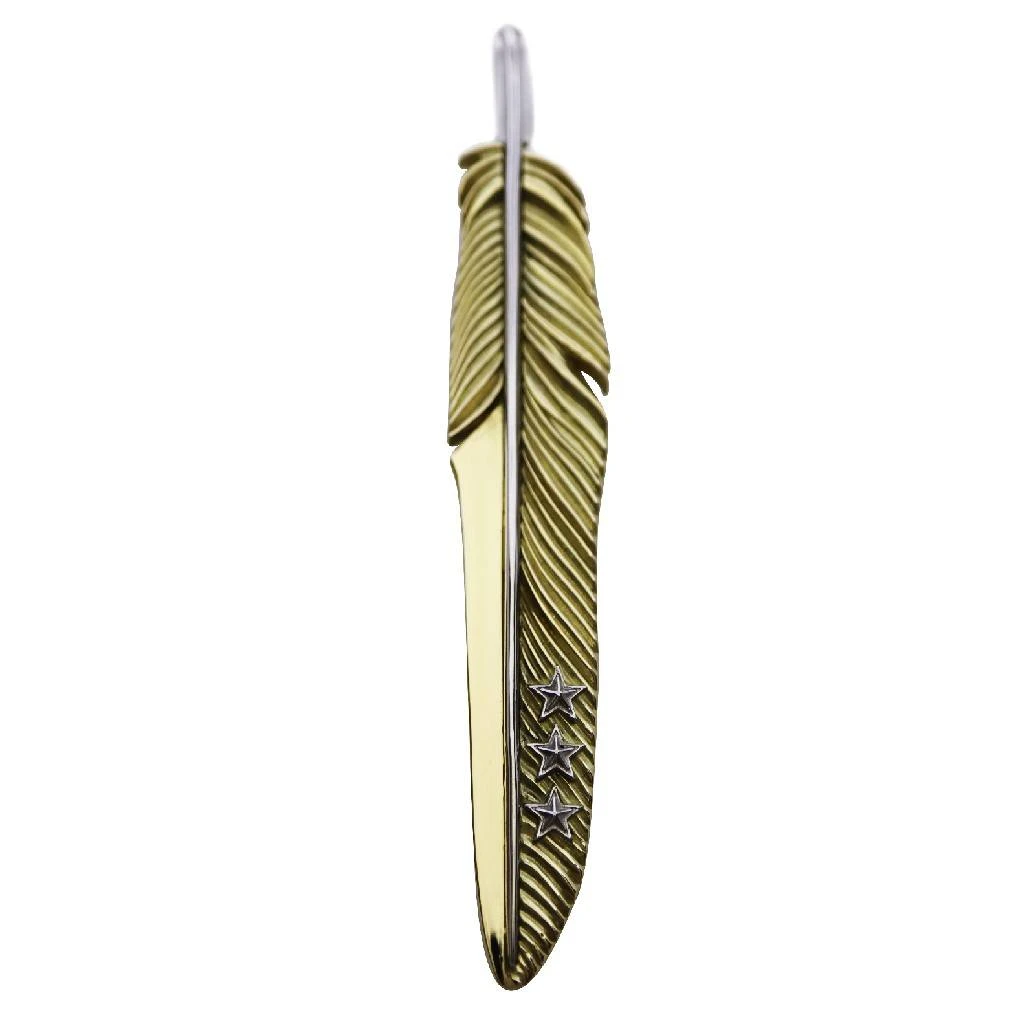 CS NAVAJO TRIPLE STARS ON THE FIRST ARROW FEATHER PENDANT 18K/PLATINUM - VIP EXCLUSIVE