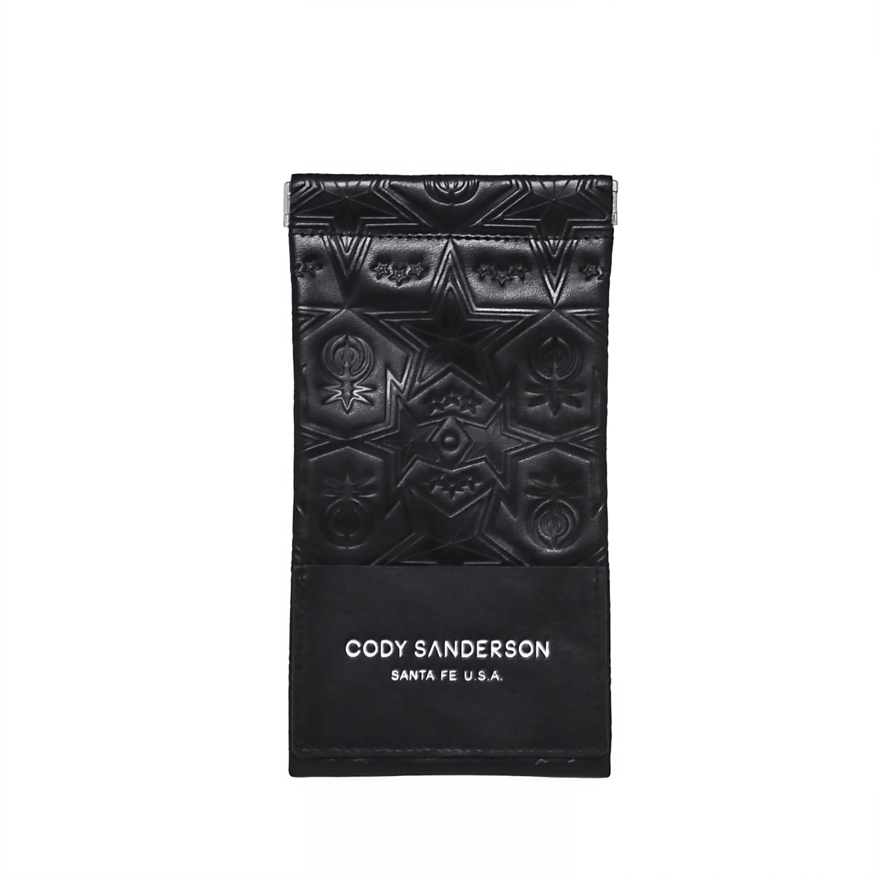 【線上購物 & 快閃店滿額禮】CS 圖騰壓紋牛皮眼鏡包 - 黑