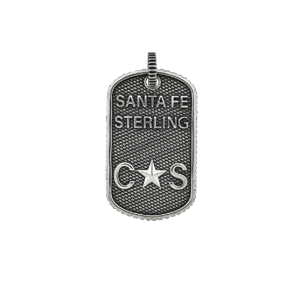 SMALL STARS & CROSSED ARROWS DOG TAG WITH OUTSIDE COIN EDGE