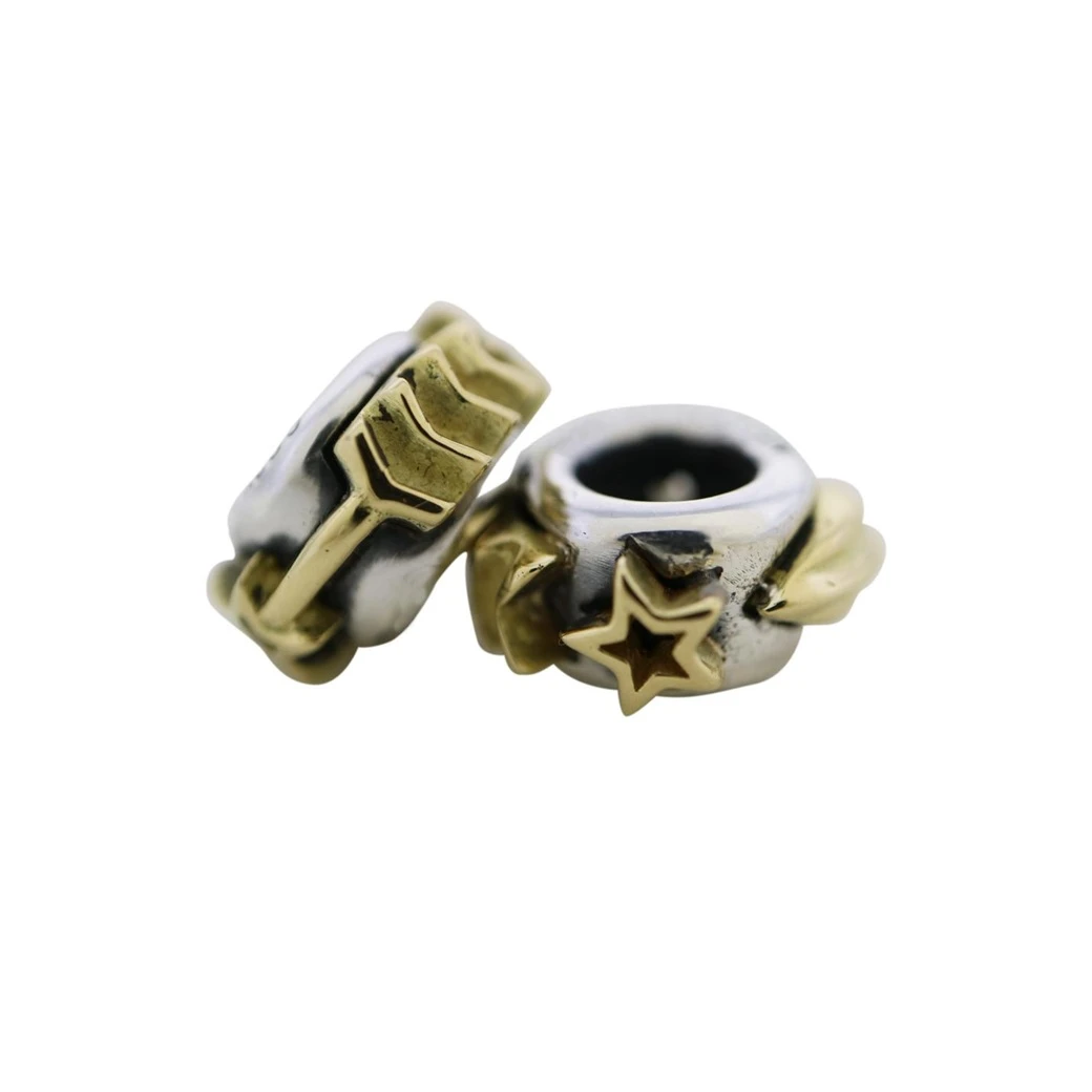 ARROW STAR HOLLOW RONDELLE BEAD 925/18K - 2
