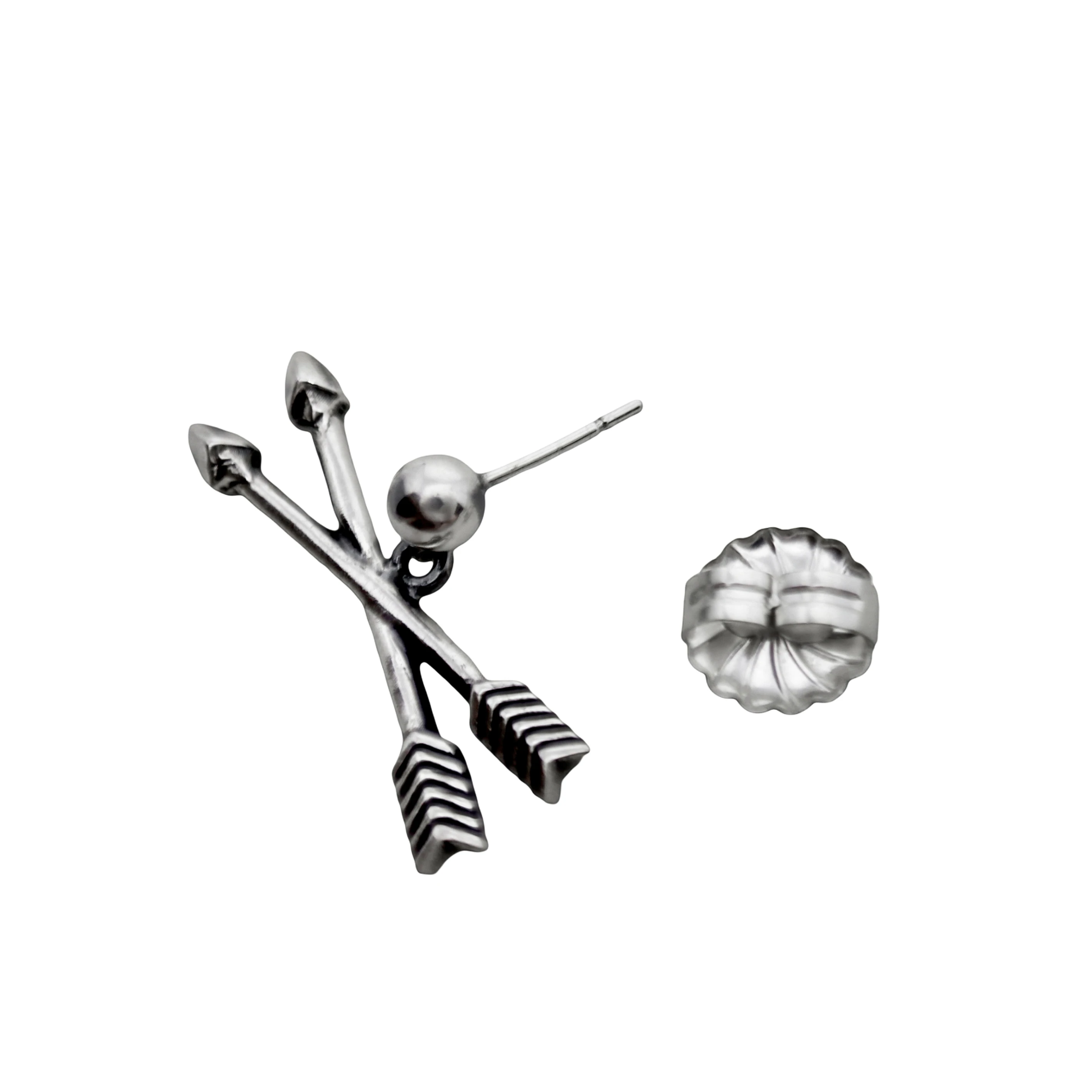 CROSSED TINY DOUBLE ARROW EARRING