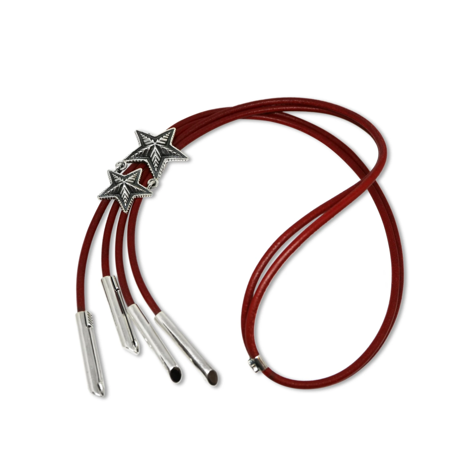 DOUBLE STRAND RED DEPP STAR BOLO TIE