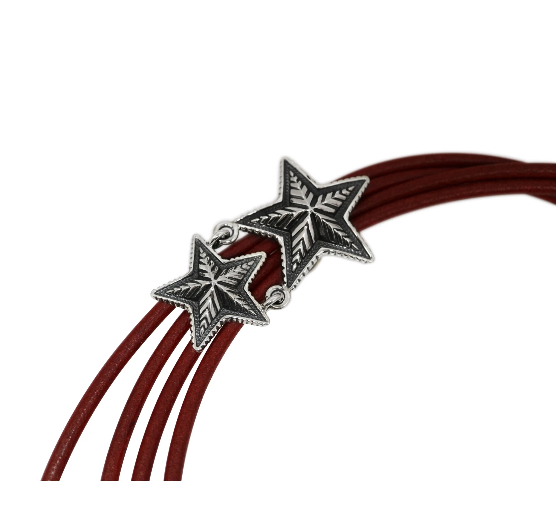 DOUBLE STRAND RED DEPP STAR BOLO TIE