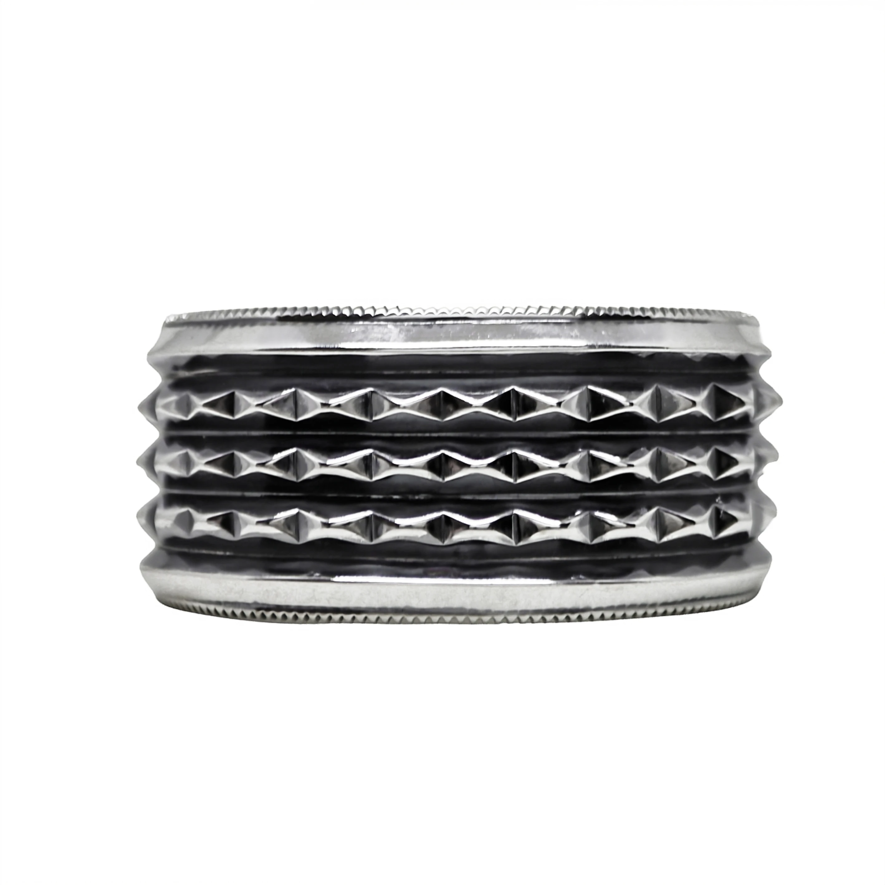3 ROW PYRAMID SPIKE W/ COIN EDGE CUFF