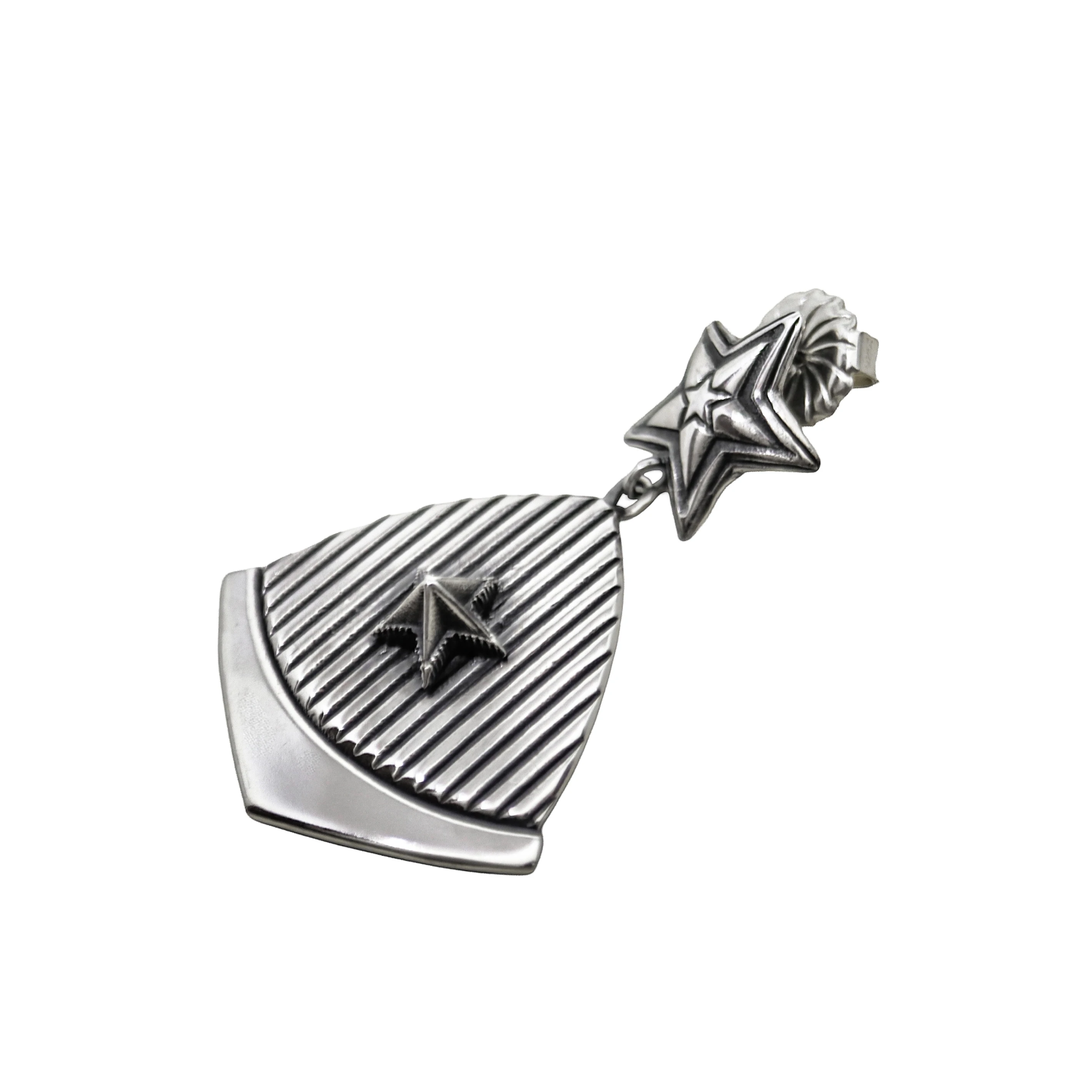 ACORN SHAPE LINES W/ CENTER SPIKE STAR EARRING