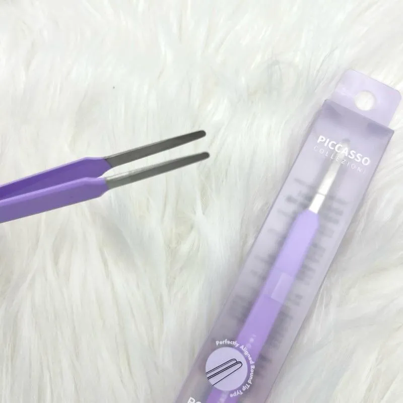 PICCASSO 假睫毛專用 圓扁頭鑷子 紫色/黄色 ROUND TIP TWEEZER 畢卡索