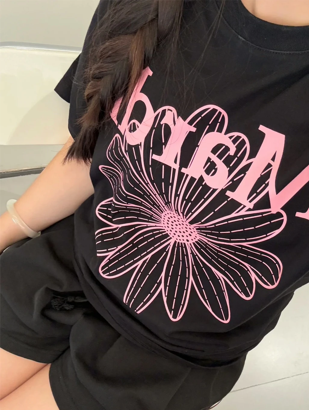 Ｍardi mercredi TSHIRT FLOWERMARDI_BLACK PINK*現貨*