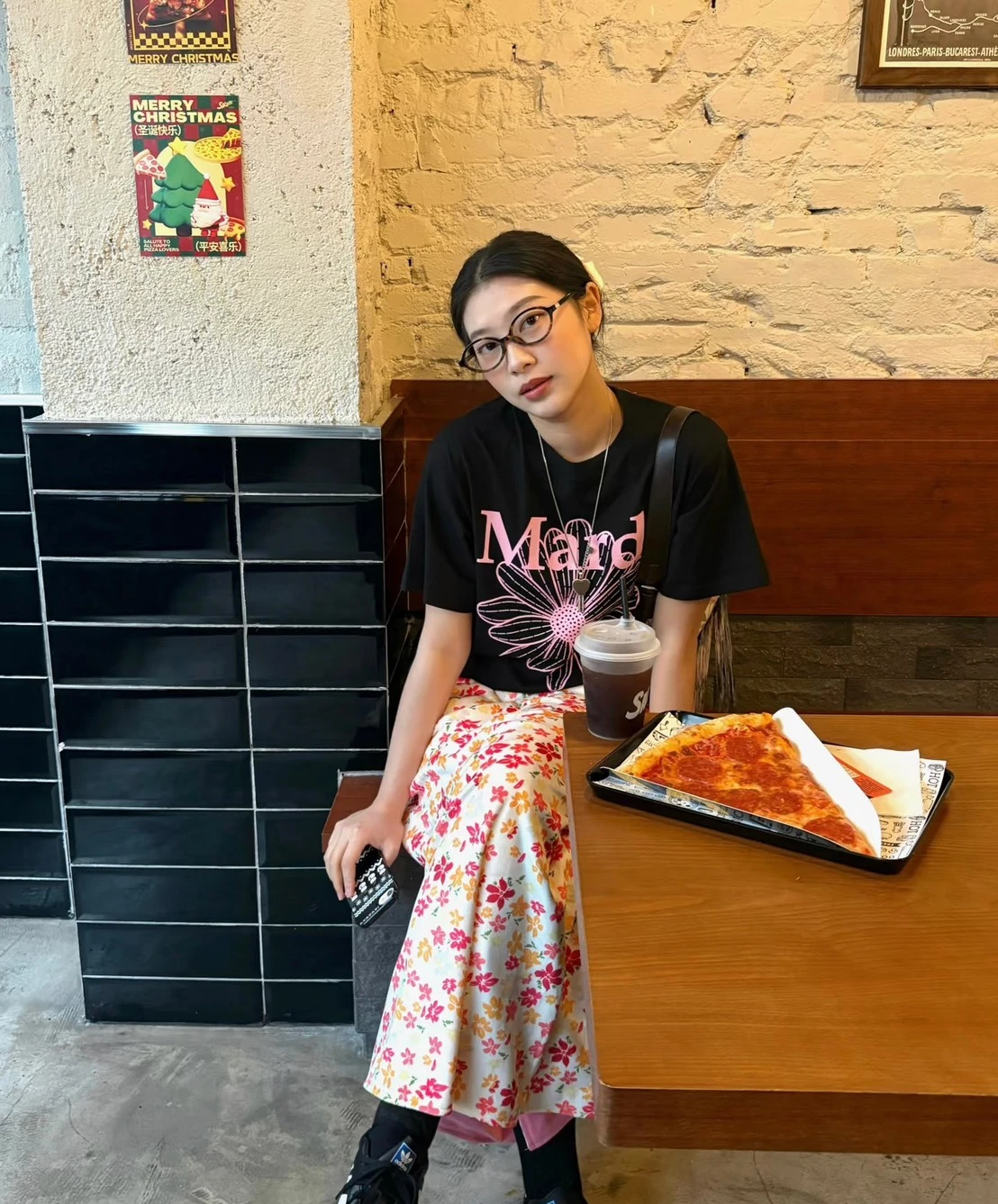 Ｍardi mercredi TSHIRT FLOWERMARDI_BLACK PINK*現貨*