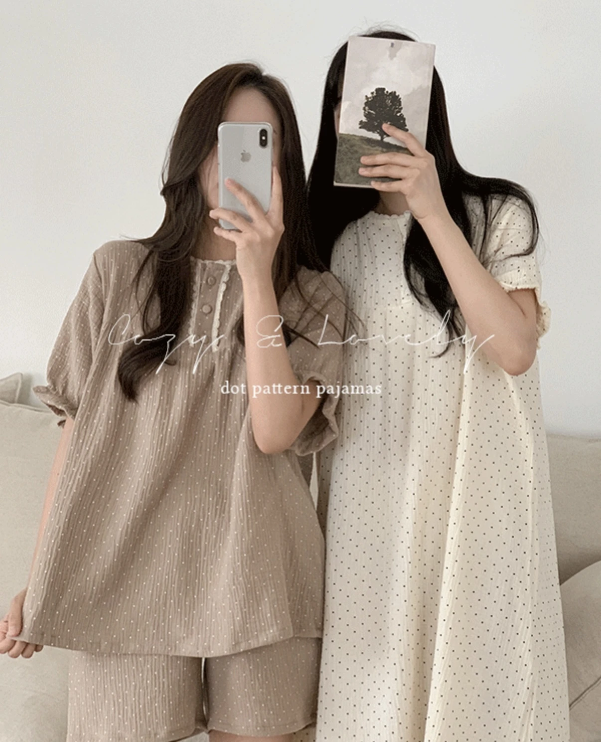 JUUNEEDU R18 點點圓扣甜美睡衣（一件/兩件套）