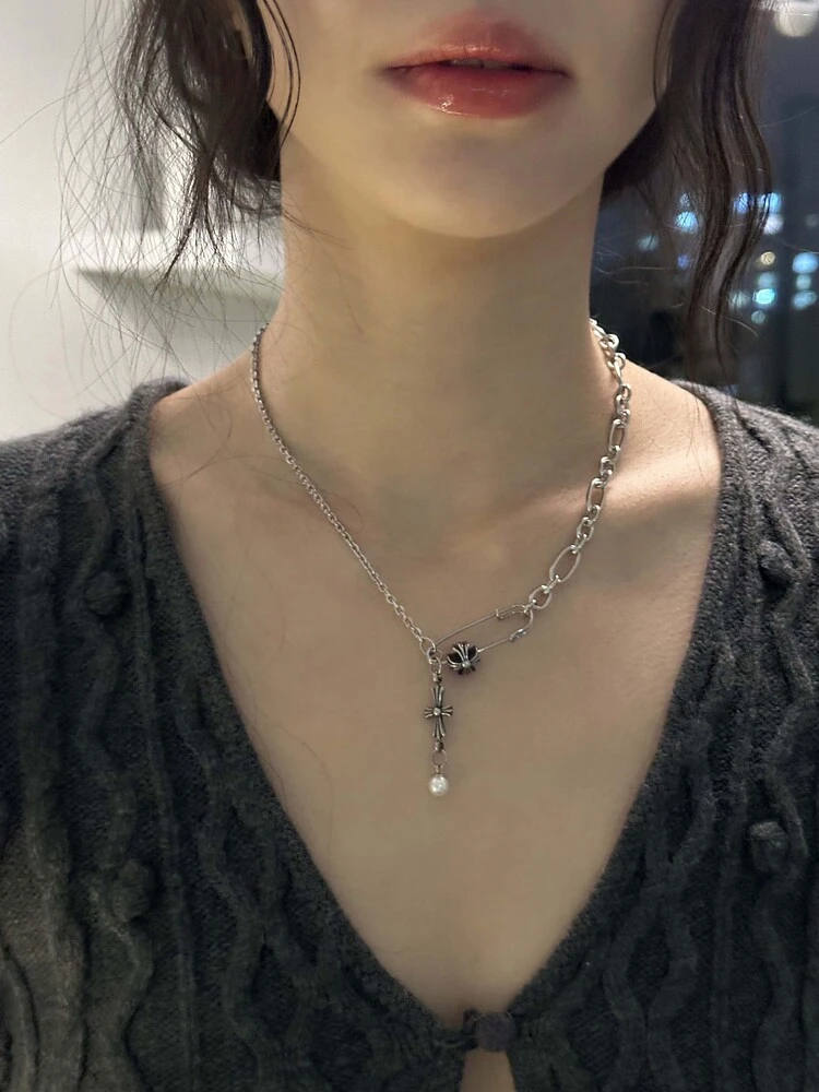 現貨Ofuse pearl drop necklace(cross)-var sizes
