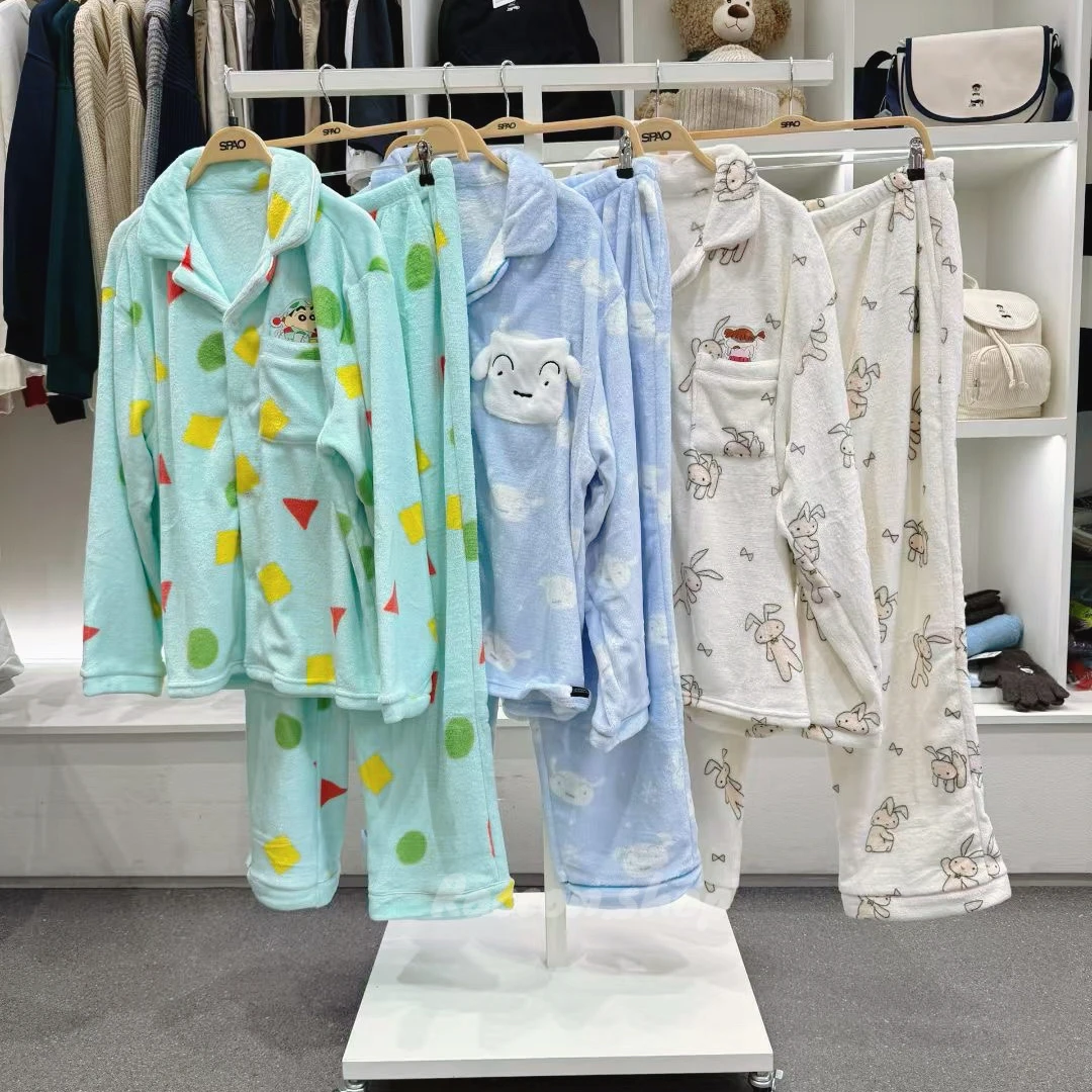 現貨SPAO X 蠟筆小新法蘭絨長袖睡衣