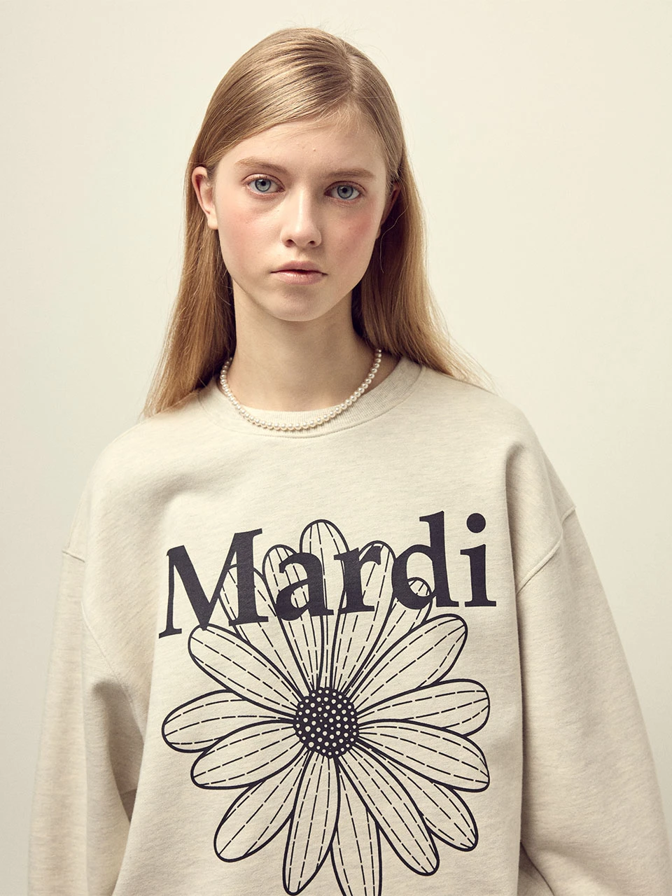 Mardi Mercredi OVERSIZED SWEATSHIRT FLOWERMARDI_OATMEAL BLACK