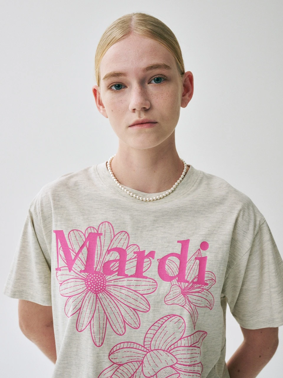 Mardi Mercredi TSHIRT TRIPLE FLOWER_OATMEAL PINK