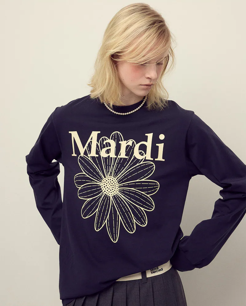 Mardi mercredi TSHIRT LONG SLEEVE FLOWERMARDI NAVY CREAM