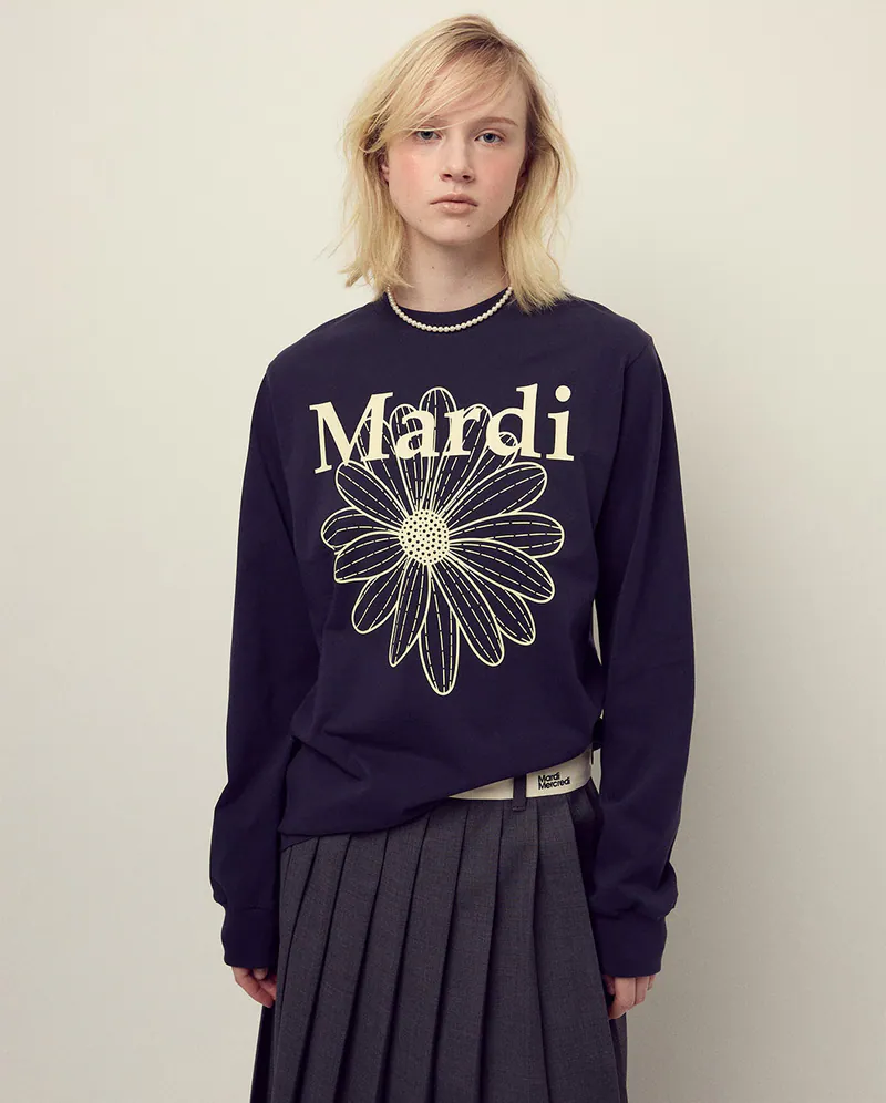 Mardi mercredi TSHIRT LONG SLEEVE FLOWERMARDI NAVY CREAM