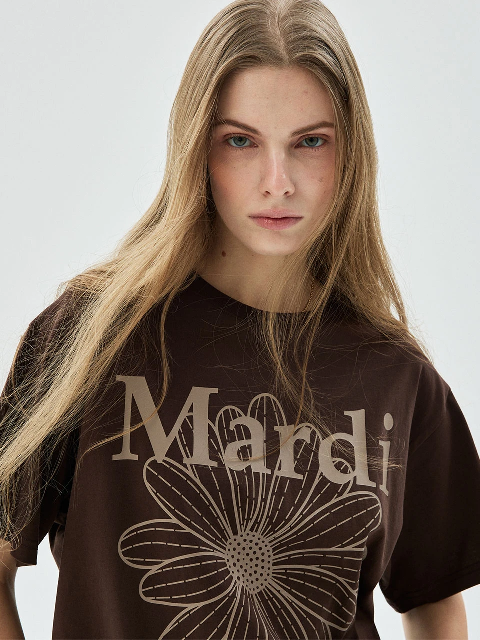 Mardi Mercredi TSHIRT FLOWERMARDI_BROWN TAUPE一般款短袖 咖底棕花