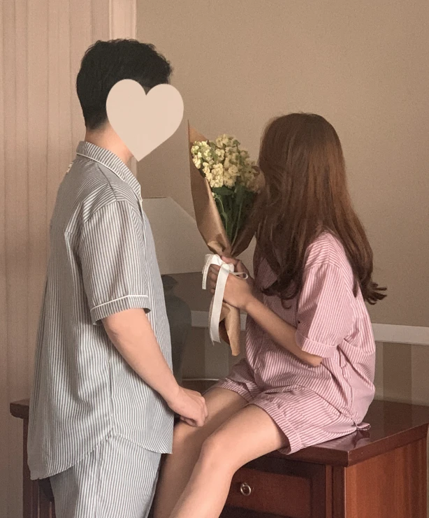 JUUNEEDU R28 情侶條紋短袖睡衣（2色）