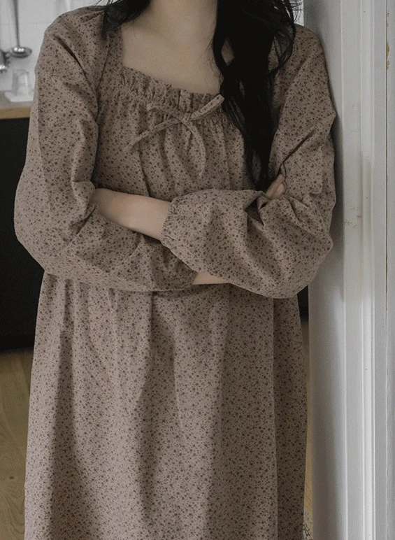 JUUNEEDU R33 花朵咖色睡衣套裝
