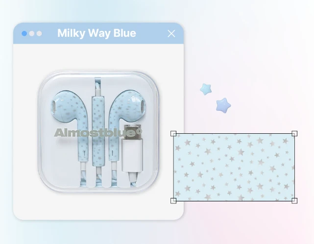 Almostblue 星星圖案有線耳機