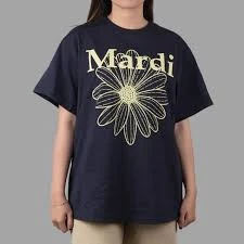 Mardi UNISEX TSHIRT FLOWERMARDI_NAVY LEMON oversize男女同款