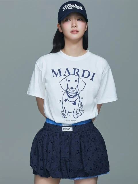 Mardi TSHIRT SWING THE TAIL DDANJI PEARL NECKLACE_IVORY NAVY