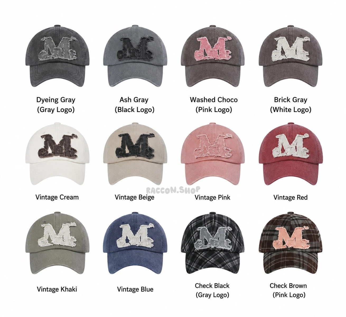 MUCENT VINTAGE WASHING APPLIQUE BALL CAP 貼布老帽系列