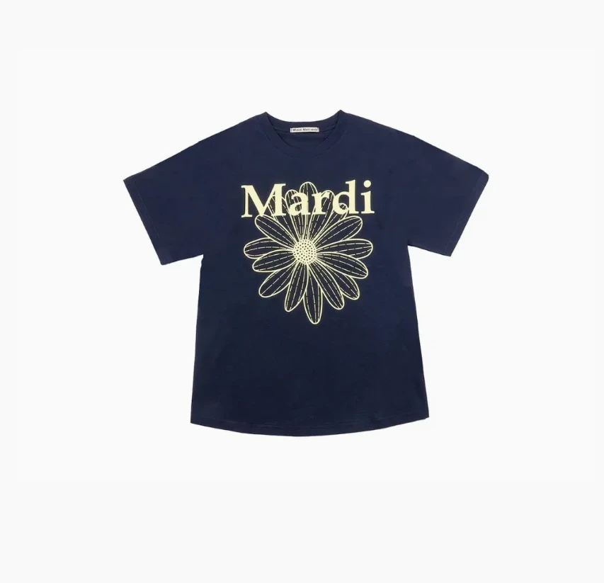 Mardi Mercredi Tshirt Flowermardi_Navy Lemon 一般款短袖 深藍底黃花