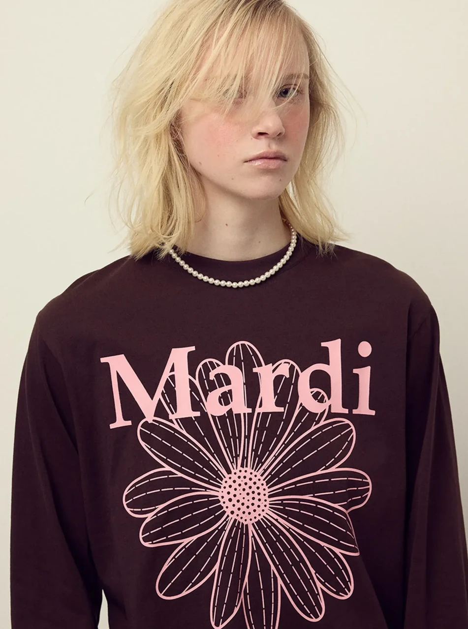 Mardi Mercredi TSHIRT LONG SLEEVE FLOWERMARDI_BROWN PINK