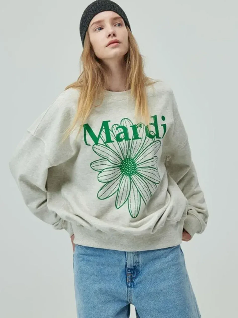 Mardi Mercredi SWEATSHIRT FLOWERMARDI oatmeal green