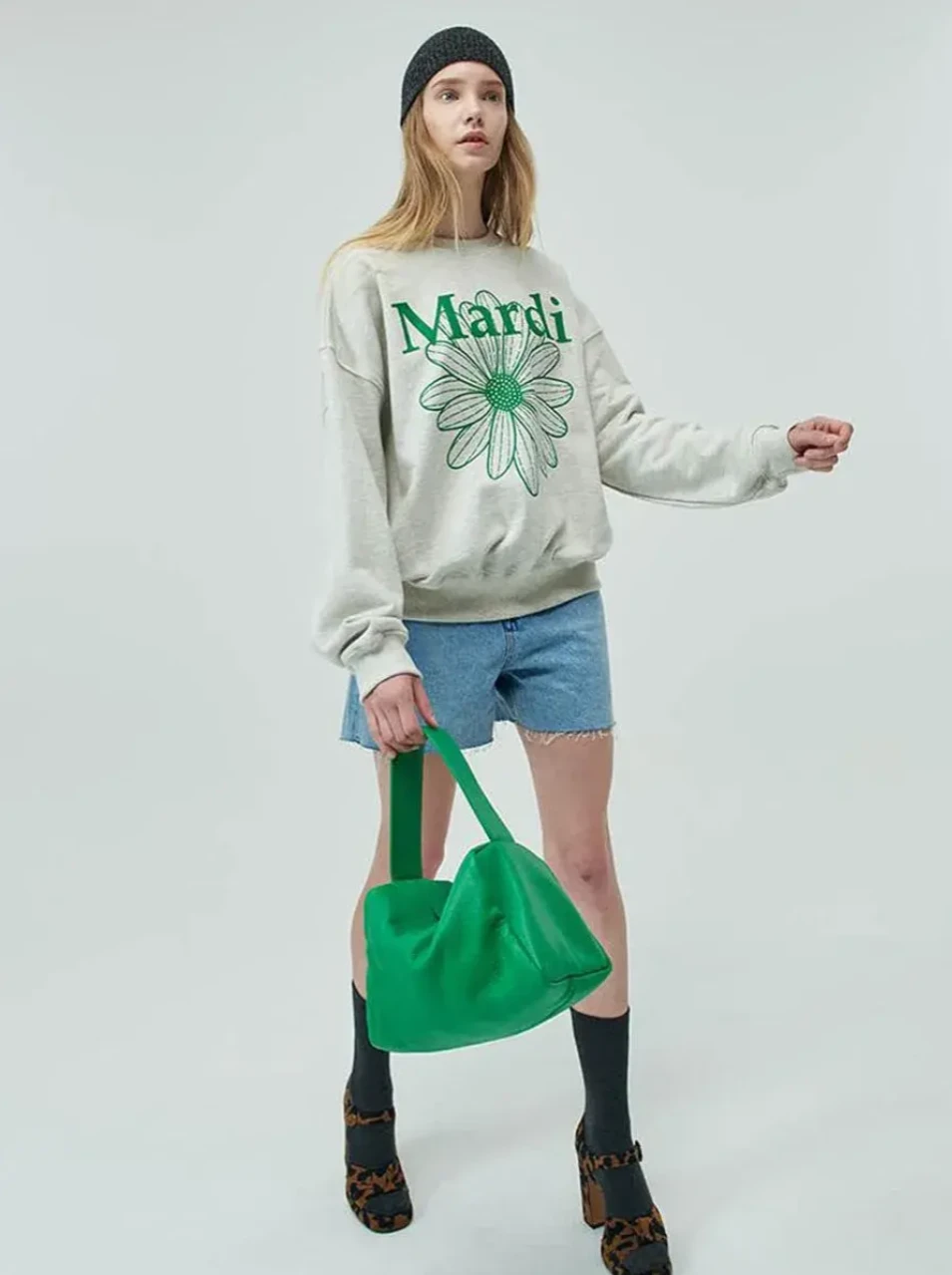 Mardi Mercredi SWEATSHIRT FLOWERMARDI oatmeal green