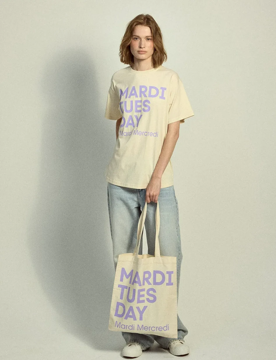 Mardi Mercredi Canvas Bag Flower Du Mardi Cream Lavender