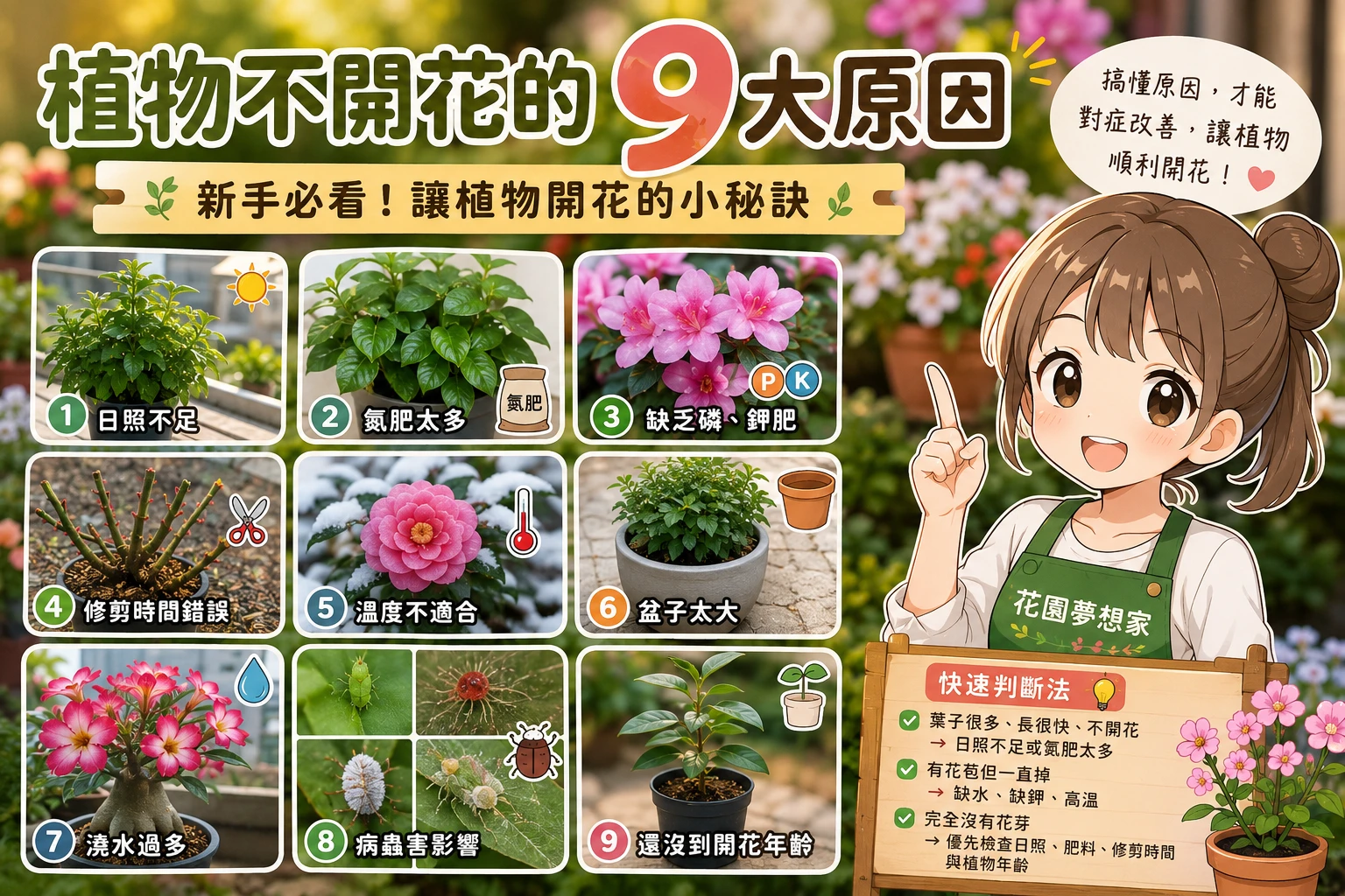 植物不開花的9大原因｜日照、施肥、澆水一次搞懂，新手也能成功開花｜花園夢想家
