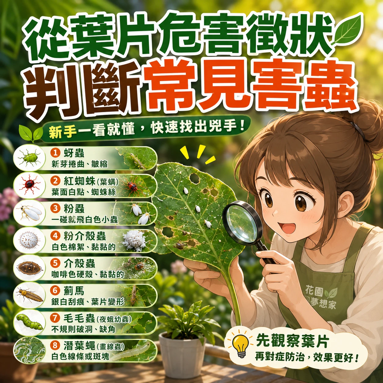 從葉片癥狀判斷常見害蟲 蚜蟲、介殼蟲、粉蝨、毛毛蟲、煙煤病