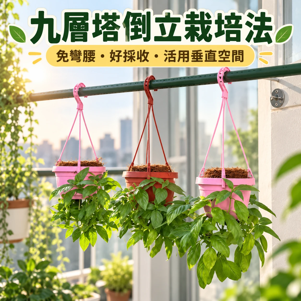 九層塔倒立栽培法｜免彎腰好採收，吊盆扦插完整教學