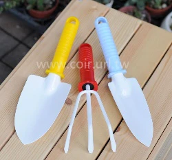 花園工具組(塑柄大小花鏟+塑柄三爪耙)