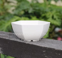 19.5cm六角仿瓷淺盆 高8.5cm