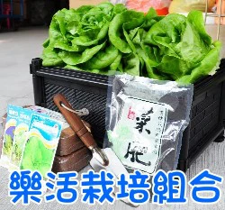 蔬菜栽培組合(D01組合種植箱1個+小椰磚2個+菜肥1包+木柄花鏟(大)8.5cm)