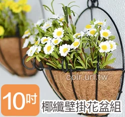 25cm環保椰纖花盆＋壁掛花架(10吋)