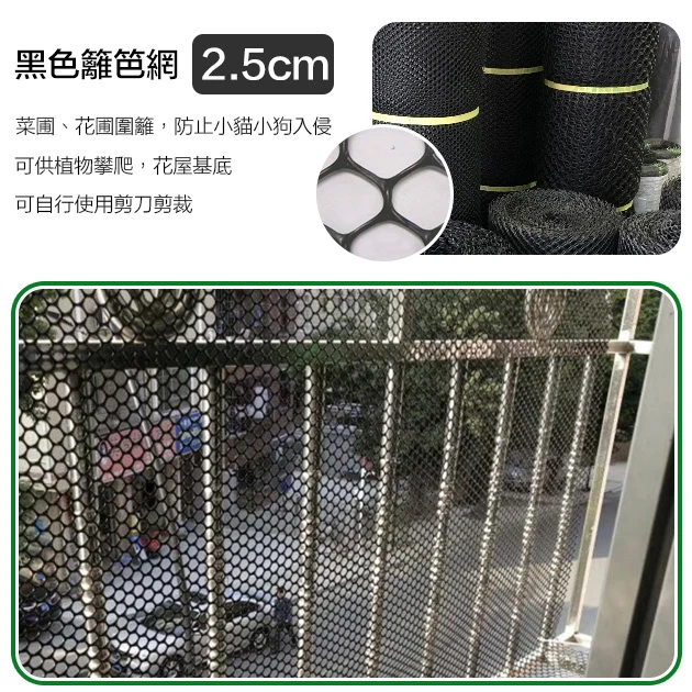 2.5cm孔目籬笆網-黑色